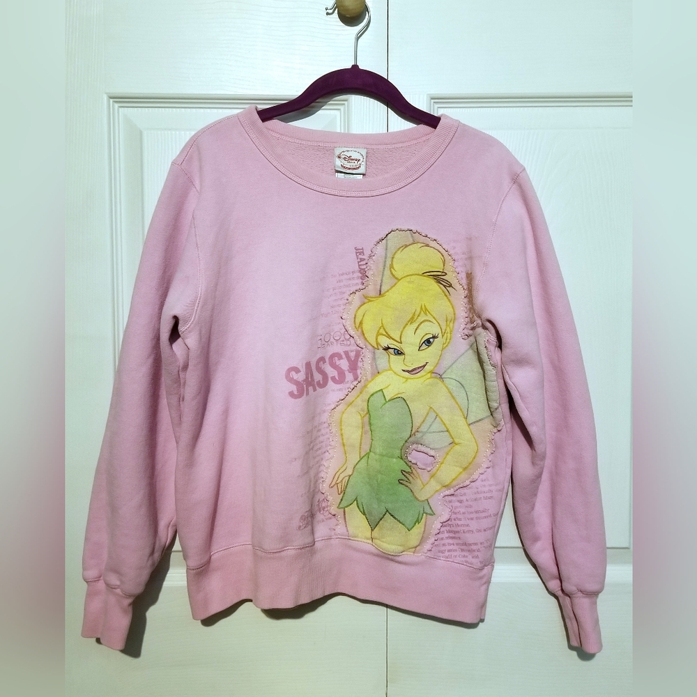 Disney Store Exclusive Tinker Bell "Sassy" Pink Sweatshirt VTG Y2K **CLEARANCE**